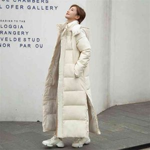 X-Long Parkas Kvinna Vinter Solid Tjock Kvinnors Jacka Hooded Stand Collar Loose Cotton Padded Causal Coat Ladies 210923