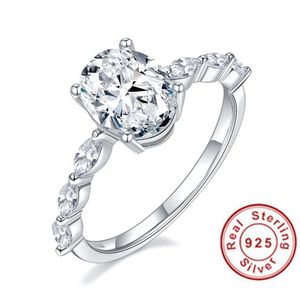 Alianças de Casamento Glittering Natural Moissanite Gemstone Classic Simple Type 6 Ring For Girl 925 Sterling Silver Fine Jewelry