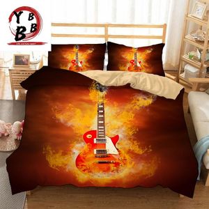 Wholesale fire king resale online - Bedding Sets D Oil Painting Ice Fire Music Guitar Rock Boys Duvet Cover Set King Queen Twin Size Water Men s
