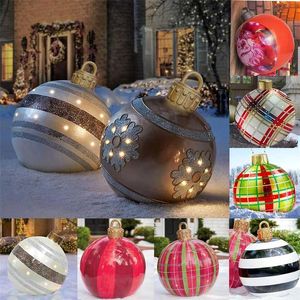 PVC Nadmuchiwane Boże Narodzenie Ball Kolorowe Śmieszne Zabawki Drzewo Dekoruj Dom Outdoor Decoration Xmas Prezent 60cm 211018