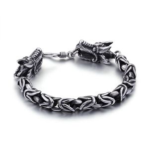 9 мм 8.66 '' Punk Dragon Hook Link Chain Braclet из нержавеющей стали, отличный браслет для мужских подарков Винтаж серебристый