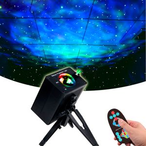 Stary Sky Projector Led Night Light Ocean Waving Lamp 360 Degree Rotation Nebula Atmosfär Ljus för Barn Barnrum IR Remote eller Voice Control