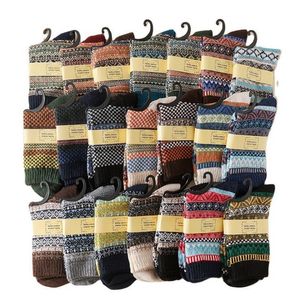 Vintage Wolle Dicke warme Socken Winter Strickmuster Weihnachtsgeschenk Strumpfwaren für Damen Herren