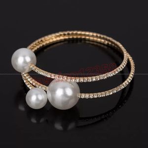 Braccialetti di fascino della perla elastica di cristallo di zircone per i braccialetti del braccialetto di modo delle donne Pulseras gioielli regalo di San Valentino