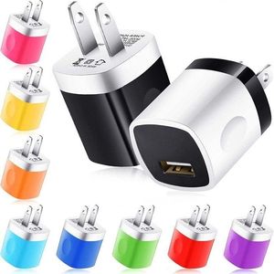 Wholesale travel charger resale online - Colorful US AC Home Travel Wall charger Auto Power Adapter V A Adaptor For Iphone x Samsung s8 s9 s10 Android phone mp3 pc