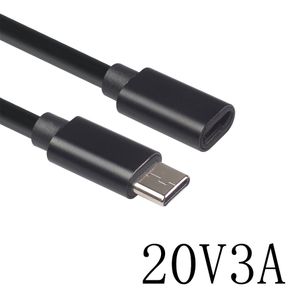 TYPE-C Erkek-Kadın Uzatma Kablosu 1.5m USB C EXTENSOR Tel Konektörü 20V 3A Cep Telefonu için Kablolar Tablet Veri İletimi