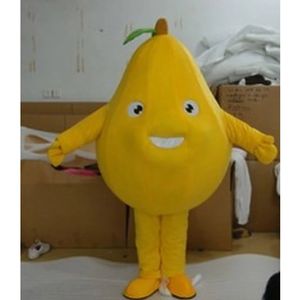 Halloween amarelo pera mascote traje de alta qualidade cartoon fruta caráter caráter carnaval unisex adultos tamanho Natal festa de aniversário outdoor outfit