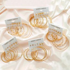 Statement Crystal Flower Big Circle Hoop Earrings Set for Women Twisted Circle Round Earring Kit Wedding Jewelry Gift
