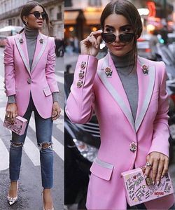 Jaquetas femininas ternos designer manga comprida floral forro rosa botões rosa blazers jaqueta exterior feminino