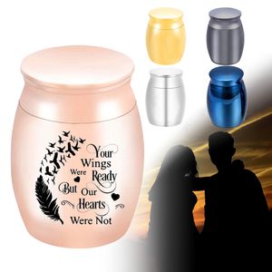 Wholesale hearts wings for sale - Group buy Aluminum alloy cremation urn pendant seagull ashes urn funeral keepsake memorial to humans or pets your wings were ready but our hearts were not