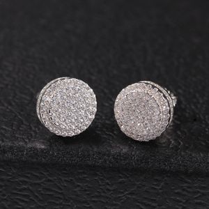 Projektant Mężczyźni Kolczyki Hip Hop Ear Stud Moda Kolczyk S925 Kobiety Kolczyki Mężczyzna Sterling Silver Kolczyki Cyrkon Unisex Szpilki Bling Raper Okrągły Męski Hiphop Ear Ring