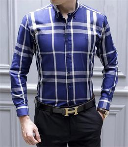 Luxurys Designer retro impressão masculina camisa casual clássico vestuário formal negócio manga longa marca moda primavera # 10