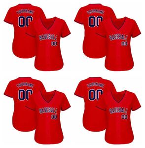 Niestandardowe kobiety czerwony koszulka baseballowa 5465445