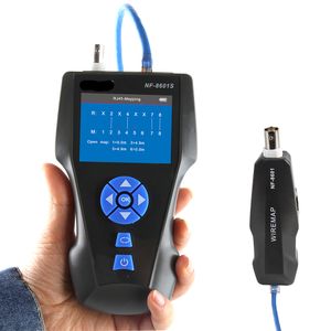 Freeshippping NF-8601S Multifunction Medida Tester de cabo de rede de comprimento com PoE / Ping / Port Flash Função Detector de tensão