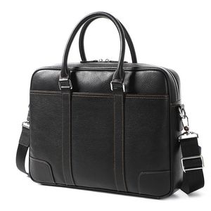 Cartella da uomo in pelle nera di alta qualità Design semplice versione Borsa per laptop Borsa a tracolla Sezione Borse per computer da uomo Business