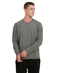 男性Tシャツティーポーロス衣料品メンズ長袖秋の秋の高弾性的な迅速な乾燥ラウンドネックフィットネス