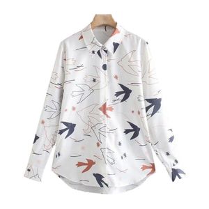 Blusas das mulheres camisas senhoras 2021 moda animal impressão solta blusa antiquado botão de manga comprida chique top