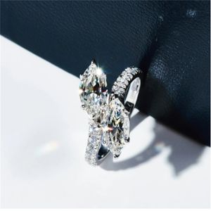 Vintage marquise corte laboratório diamante cz 925 prata esterlina noivado anéis de banda de casamento para mulheres festa de noiva jóias finas gift320z