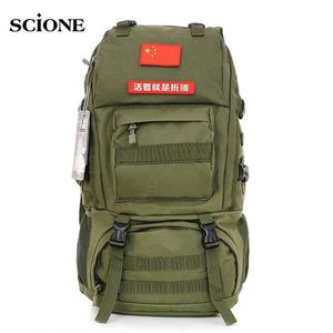 50l Campingväska Taktisk Militär Ryggsäck Klättring Molle Armé Black Vandring Trekking Utomhus Sport Resväska Ryggsäck XA713WA Q0721