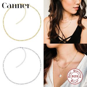 Canner 925 Sterling Silver Choker Necklaces For Women Clip Shape Metal Chain Clavicle Necklace Sterling Silver Jewelry Collar W5 Q0531