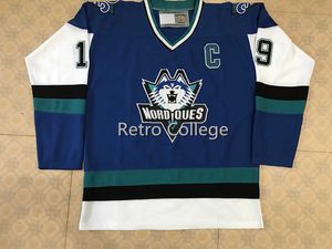 Quebec Nordiques 1995-1996 Pro Wolf 19 Joe Sakic 21 Peter Forsberg White Bule Hockey Jersey Stitched Dostosowane dowolne koszulki nazwy i numeru