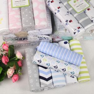 Newborn Blanket Swaddle Bath Towels Flannel Cotton Towels Air Condition Towel Cartoon Printed Swaddling Stroller Cover 1Set/4pcs GGE2080
