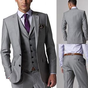 Abiti da uomo in tre pezzi Abito casual da lavoro Grigio Slim Fit Groom Party Coat Abbigliamento da lavoro su misura