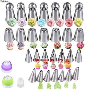 31pcs russo tulipa gelo gelo bocalhos ponta confeitaria flor creme bocalhos pastelaria folha dicas cupcake bolo de decoração ferramentas 211110