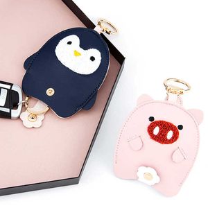 Cartoon Creative Pig Keychain Cute Leather Pig Car Key Chains Women Bag Pendant Charm Decoration Gift KeyRings Wholesale Keyfob G1019