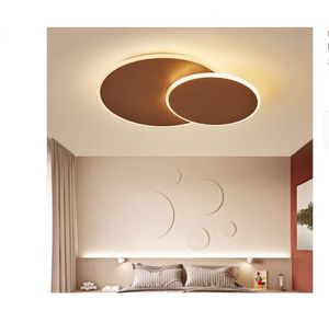 Okrągły DIY obracający się nowoczesne światła sufitowe LED do salonu Sypialni Study Białe / brązowe oprawa lampy