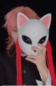 Demon Slayer Kamado Tanjirou Sabito Makomo Plastik Kigurumi Şapkalar Hannya Tengu Cadılar Bayramı Partisi Maskesi Sahne