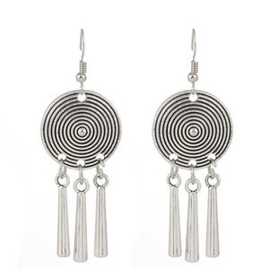 Frauen Spiral Quasten Tibetan Silberturquoise Dangle Kronleuchter Ohrringe Mode Geschenk Nationaler Stil Frauen DIY Ohrring