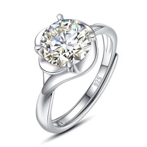 2ct 8 millimetri Taglio Rotondo D Colore VVS1 Moissanite Anelli In Argento Sterling Per Le Donne Test di Diamante Passare 4 Priongs regolabile gioielleria raffinata