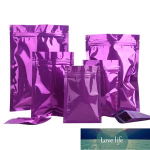 Hurtownie 100 sztuk błyszczący fioletowy folia aluminiowa zip packaging torba szminka przyprawa proszek ziołowy koraliki kapsułkowe prezenty torba do przechowywania cena fabryczna