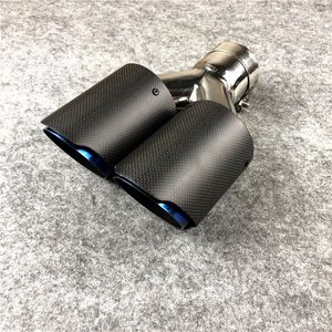 1 Piece Y Model Matte Grilled Blue Exhaust Pipe Car Universal Stainless Steel Akrapovic Carbon fiber Nozzles Muffler tip