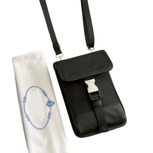 Luksusowe męskie czarne torby na telefon projektanci Crossbody torebki na jedno ramię portfele Casual Mini torba na drobne nylonowe koperty z pudełkiem