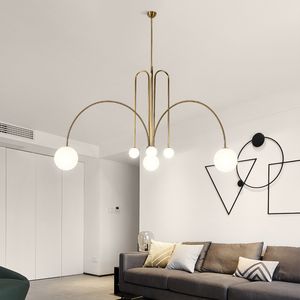 Nowoczesny designerski szklany kulki żyrandol lampy oświetlenie do salonu / sypialni / biura Nordice wiszące światło Vintage LED Oprawa