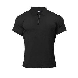 Bomull Män Pikétröja Toppar Mode Plus Size Short Sleeve Gym Bodybuilding Fitness Homme Camisa