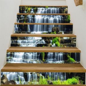 6 sztuk / zestaw 3D Schodek Riser Naklejki podłogowe Wodoodporne zdejmowane samoprzylepne DIY Kalkomanie Schody Murale Home Decor 100x18cm 210310