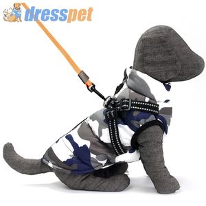 Welpen Haustier Hund Jacke mit Geschirr Winter Warme Hundekleidung für kleine Hunde Chihuahua Wasserdichte Daunenmantel Französische Bulldogge Outfits 211106