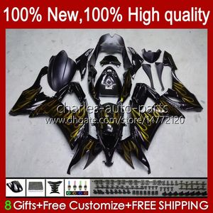 Motorcycle Bodys For KAWASAKI NINJA ZX1000C Gold Flames ZX-10R ZX 10R 10 R 1000 CC 08-10 Bodywork 56No.5 ZX10 1000CC ZX10R 08 09 10 ZX1000 2008 2009 2010 Fairing Kit