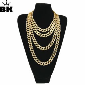 HipHop Gold silver color 15mm Choker Cuban Chain Mens 18inch 20inch 24inch 30inch Miami Cuban Link Chain BlingBling Jewelry X0509