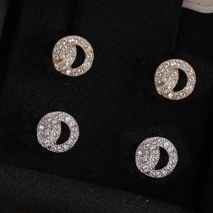 Wholesale women gold earrings for sale - Group buy gold earrings Fashion diamond stud earring aretes for lady Women Party Wedding Lovers gift engagement Jewelry Bride with box have stamps