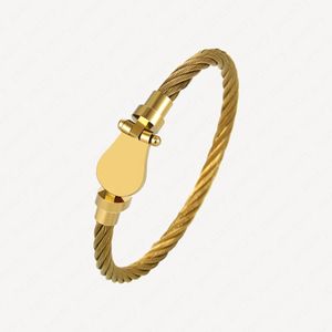 Fashion Horseshoe Cuff Bracelet Men 18k Gold Plated Stainless Steel Bracelets Bangles For Women Love Bangle woan Accessories With Jewelry Pouches Wholesale