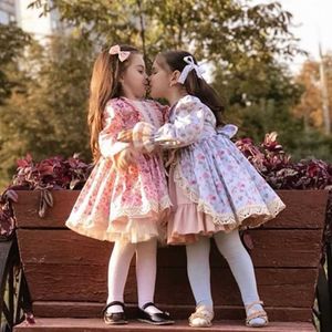 Toddler Kids Baby Lovely Girl European Style Bowknot Two Colors Long Sleeve Dress Wedding Party Princess Dresses 1-5T Q0716