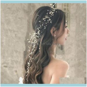 Jewelry brides Beautiful Multilayer Pearl Black Wire Hair Hoop Piece Handmade Headband Wedding Headdress Bridal Jewelry Clips & Barrettes Dro