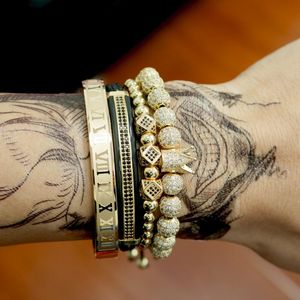 Armreif aus Gold, geflochten, verstellbar, römische Königskrone, Charm-Armband, Herrenmode, für Hip-Hop-Schmuck, Geschenk