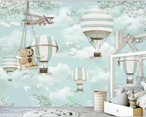 Sfondi Wellyu Carta da parati personalizzata Murale Cartoon Air Balloon Camera dei bambini Sfondo muro 3d Papier Peint