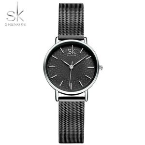 Нарученные часы SK Watch для женщин модные роскошные черные круглые циферблаты Quartz Clock Life