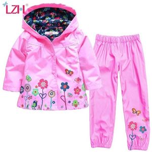 LZHガールズの服セット秋の女の子の服セットパーカージャケット+パンツキッズキッズボーイズスポーツスーツ服211021